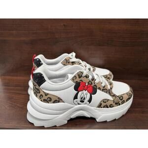 Disney Minnie Mouse Animal Print Sneakers Women's Size 9 Leopard Cheetah Tennis‎